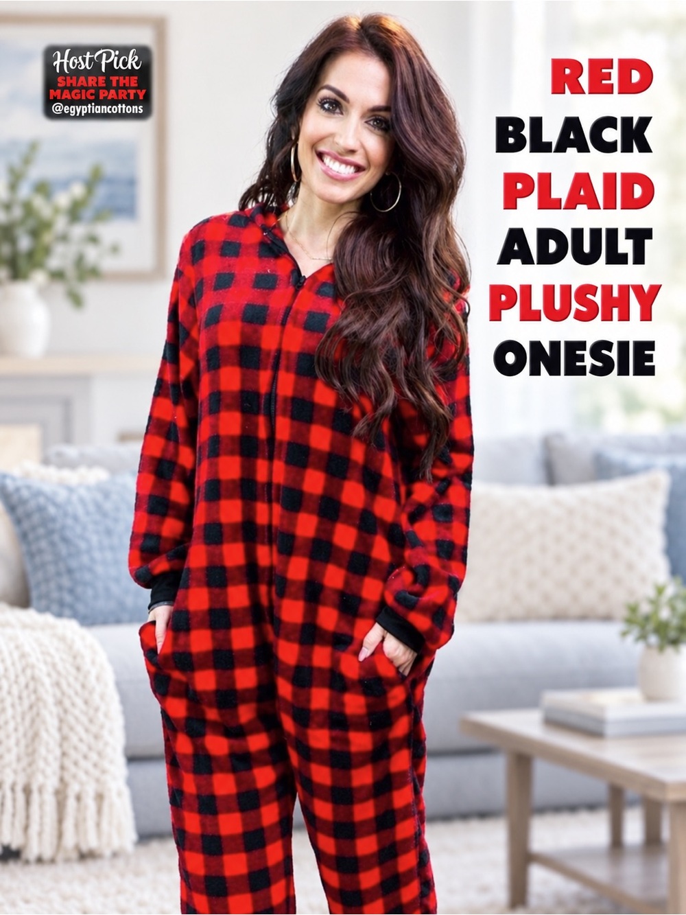 Onesie ~ Red Black Plaid with Reindeer hoodie for Adults 🎉HOST PICK🎉 NEW